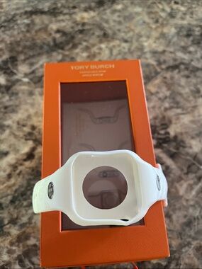 Tory Burch White Silicone Watch Case with Branded Snap Details